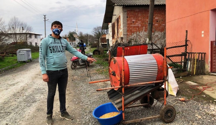 100 TL'lik hurdalardan kendi makinesini yaptı