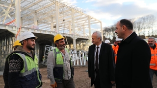 100 Yataklı Acil Durum Hastanesi inşaatında inceleme yaptılar