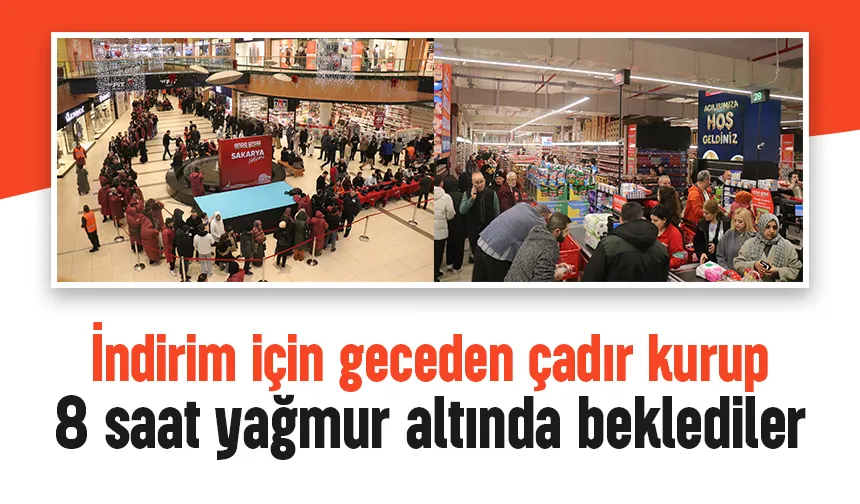 1000 liralık hediye çeki için geceden çadır kurup sıraya girdiler