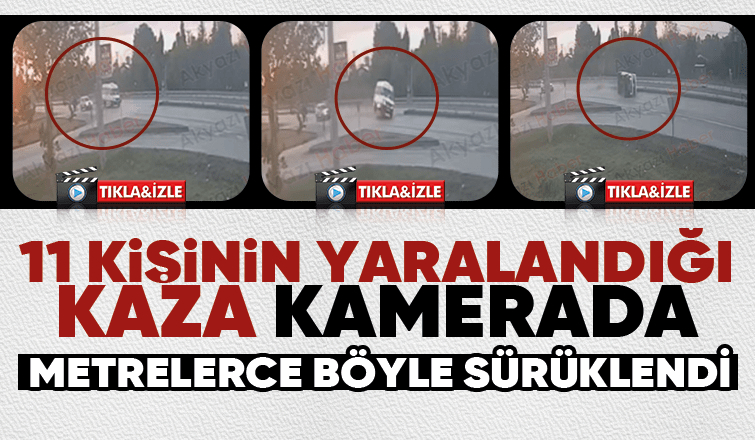 11 işçinin yaralandığı feci kaza kamerada