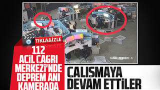 112 Acil Çağrı Merkezi'nde deprem anı kameraya yansıdı