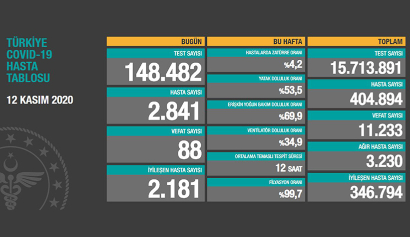 12 Kasım korona verileri