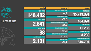 12 Kasım korona verileri