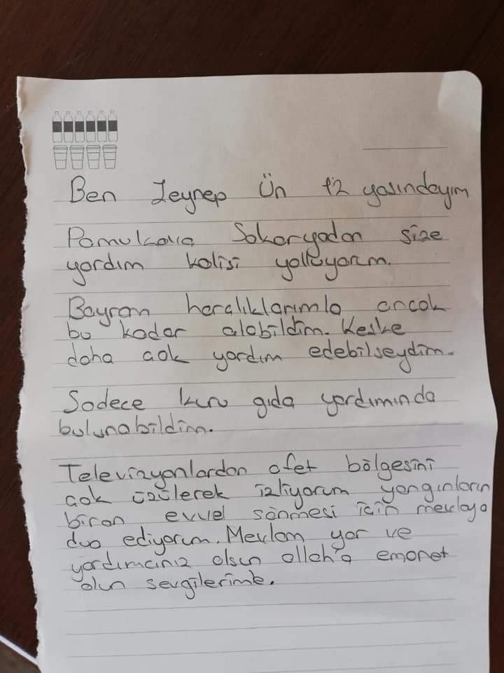 12 yaşındaki Zeynep'ten anlamlı destek