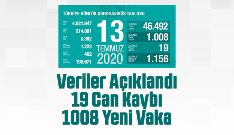 13 Temmuz korona verileri