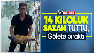 14 kiloluk sazan yakaladı