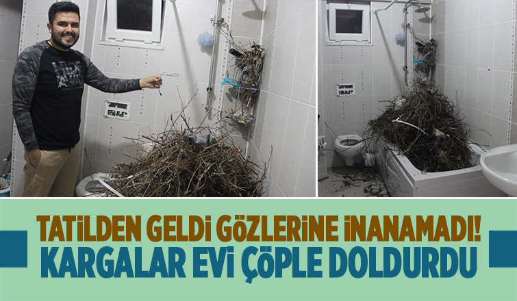 15 gün tatile gitti! Kargalar evi bakın ne hale getirdi