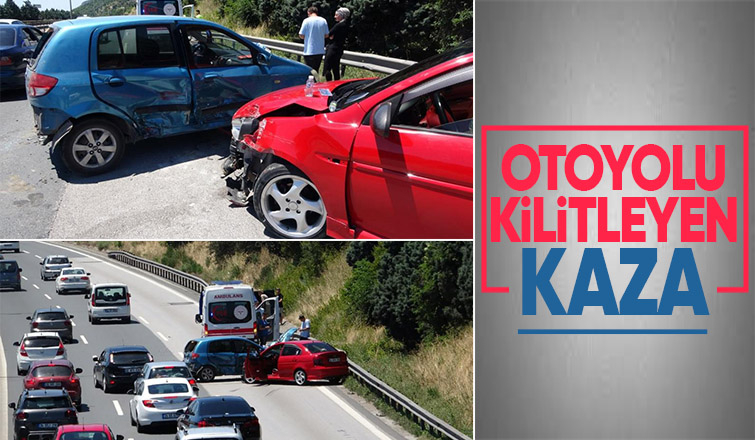 2 otomobil çarpıştı, uzun araç kuyruğu oluştu