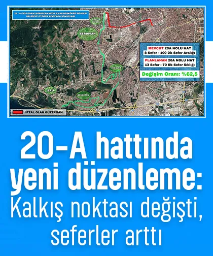20-A hattında yeni düzenleme: Kalkış noktası değişti, seferler arttı