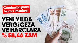 2024 yılı vergi ve cezalardaki zam oranı yüzde 58,46 oldu