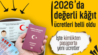 2026 kimlik yenileme, pasaport, ehliyet ücretleri belli oldu