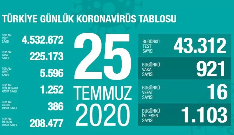 25 Temmuz korona verileri