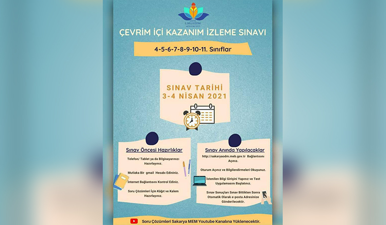 3-4 Nisan'da kazanım izleme sınavı yapılacak