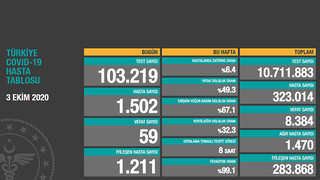 3 Ekim korona verileri