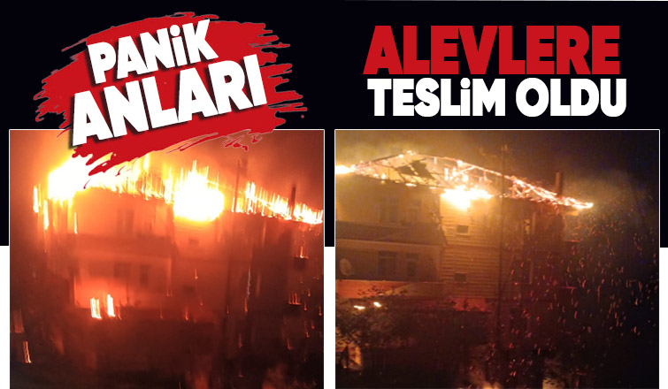 4 katlı binanın çatısı alev alev yandı