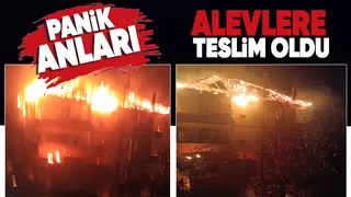 4 katlı binanın çatısı alev alev yandı