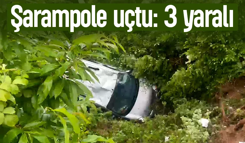 5 metre yükseklikten şarampole uçtu: 3 yaralı