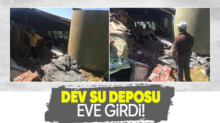 5 tonluk dev depo yuvarlanıp eve girdi