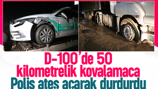 50 km kaçan tır sürücüsü lastiklerine ateş açılarak durduruldu