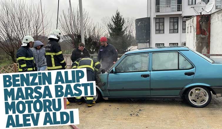 54 plakalı otomobil benzin istasyonunda yandı