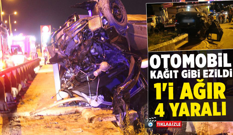 54 plakalı otomobil kaza yaptı: 1'i ağır 4 yaralı
