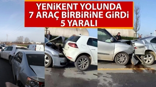 7 araçlı zincirleme kaza: 5 yaralı