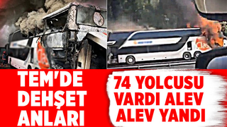 74 yolcusu olan çift katlı otobüs alev alev yandı