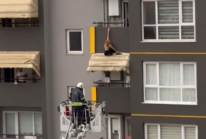 8 katlı binada korku dolu anlar