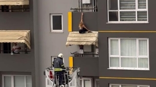 8 katlı binada korku dolu anlar