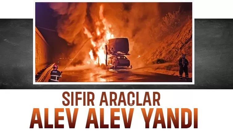 8 sıfır araç cayır cayır yandı