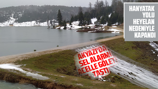 Acelle göleti taştı, hanyatak yolu heyelandan kapandı