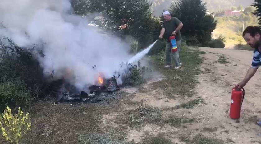 Acelle Yaylasında Yangın Son Anda Söndürüldü 