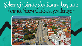 Ahmet Yesevi Caddesi'nde yenileme çalışması