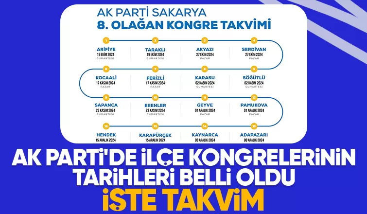 AK Parti Sakarya'da ilçe kongrelerinin tarihleri belli oldu