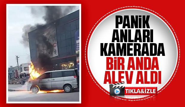 Akaryakıt istasyonunda alev alan aracı böyle söndürdüler