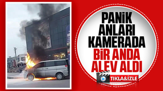 Akaryakıt istasyonunda alev alan aracı böyle söndürdüler