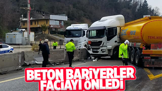 Akaryakıt tankeri beton bariyerlere girdi