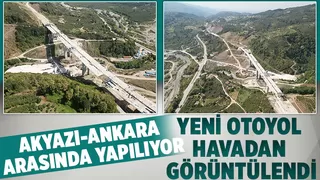 Akyazı-Ankara otoyolu inşaatı havadan görüntülendi