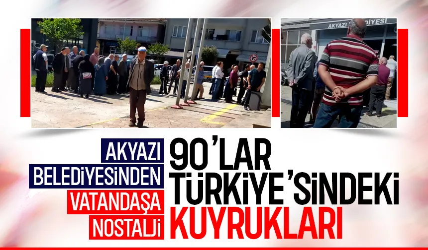 Akyazı Belediyesi önünde uzun kuyruklar oluştu