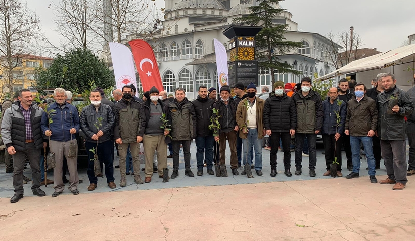 Akyazı'da 1200 fidan dağıtıldı