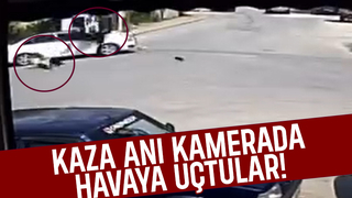 Akyazı'da 2 kişinin yaralandığı kaza kamerada