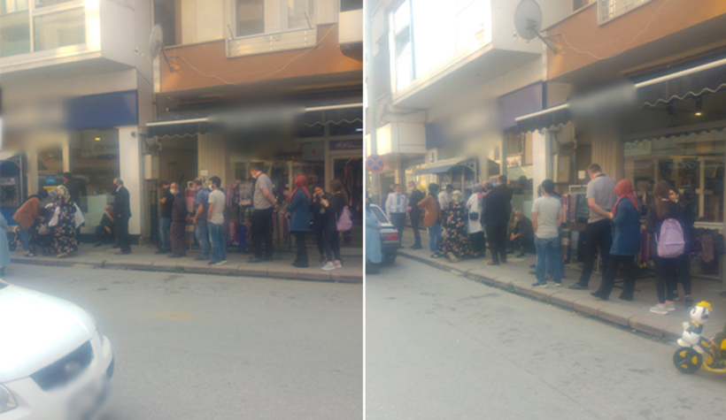 Akyazı'da banka kuyruğu