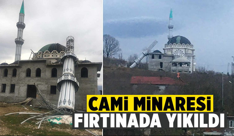 Akyazı'da cami minaresi yıkıldı
