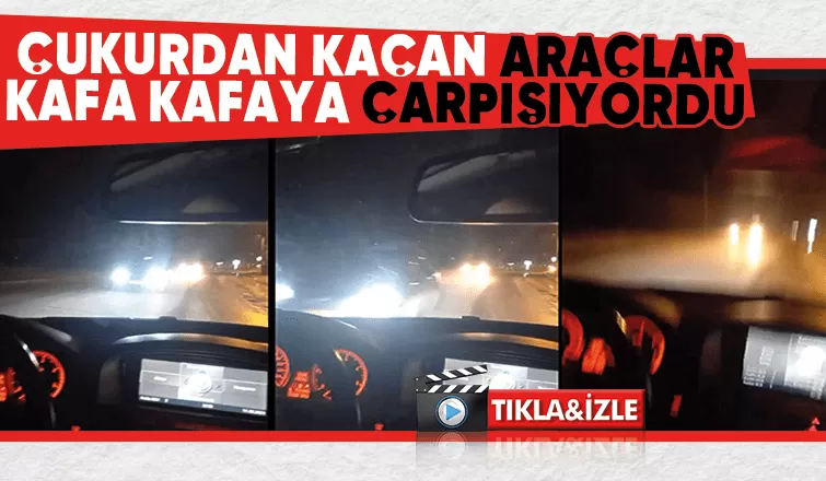 Akyazı'da çukurdan kaçan araçlar az kalsın kafa kafaya çarpışıyordu