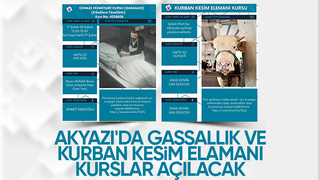 Akyazı'da gassalık ve kurban kesim elemanı kursu açılıyor