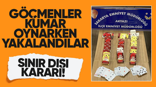 Akyazı'da göçmenler kumar oynarken yakalandı
