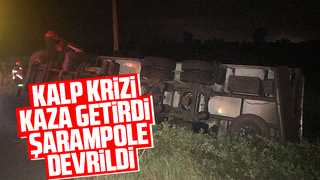 Akyazı'da sürücüsü kalp krizi geçiren tır devrildi