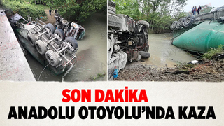 Akyazı'da Kaza Tır Dereye Uçtu 1 Yaralı