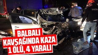 İki otomobilin çarpıştığı kazada 1 kişi öldü, 4 kişi ağır yaralandı
