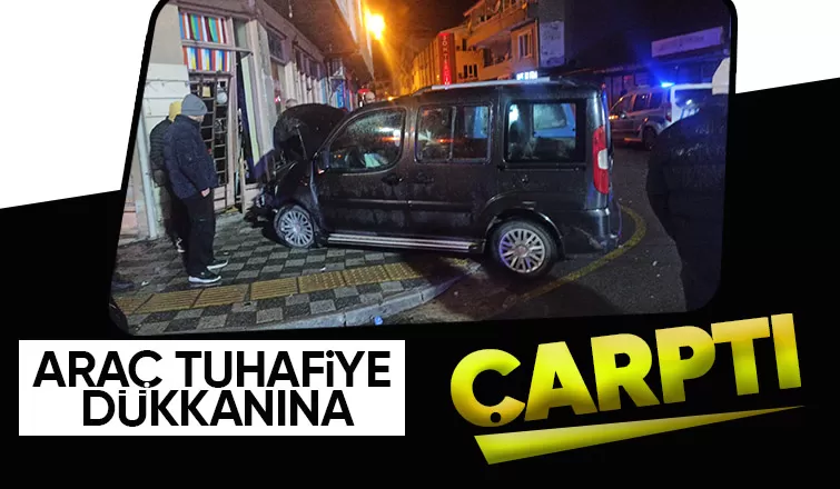 Akyazı da kontrolden çıkan dükkana çarptı